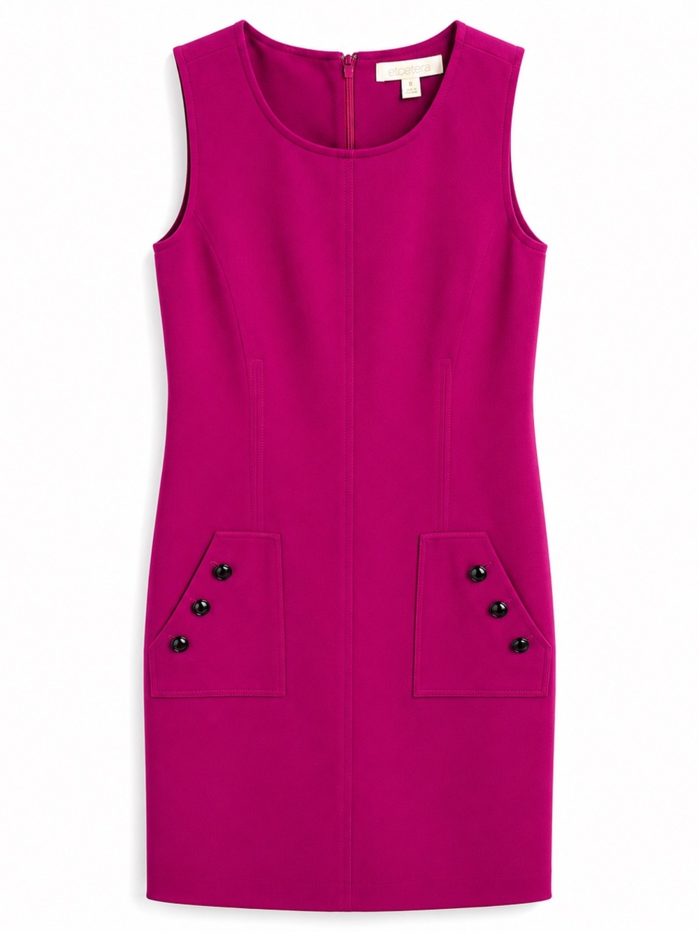 NWT Et Cetera Nolita Fuchsia Pink Shift Dress Button Pockets Size 8